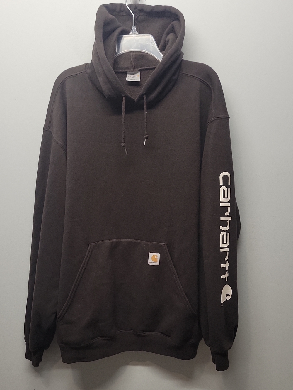 Carhartt mens 2XL brown hooded Logo sweatshirt